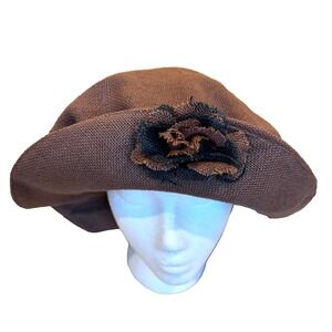 Vintage Betmar Burlap Cottagecore 20's Style Cloche Hat Boho Brown One Size